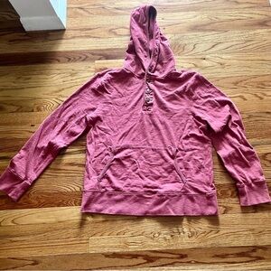 J Crew Snap Hoodie. Washed Nantucket Red. Men’s size medium. Women’s size large.